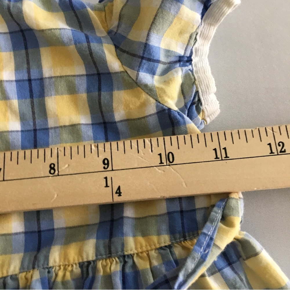 Vintage A l’Heure Anglaise French brand plaid embroidered baby dress 74 cm 6 mos - Picture 4 of 5